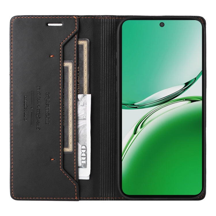For OPPO Reno12 F 5G GQUTROBE G01 RFID Anti-theft Leather Phone Case(Black)
