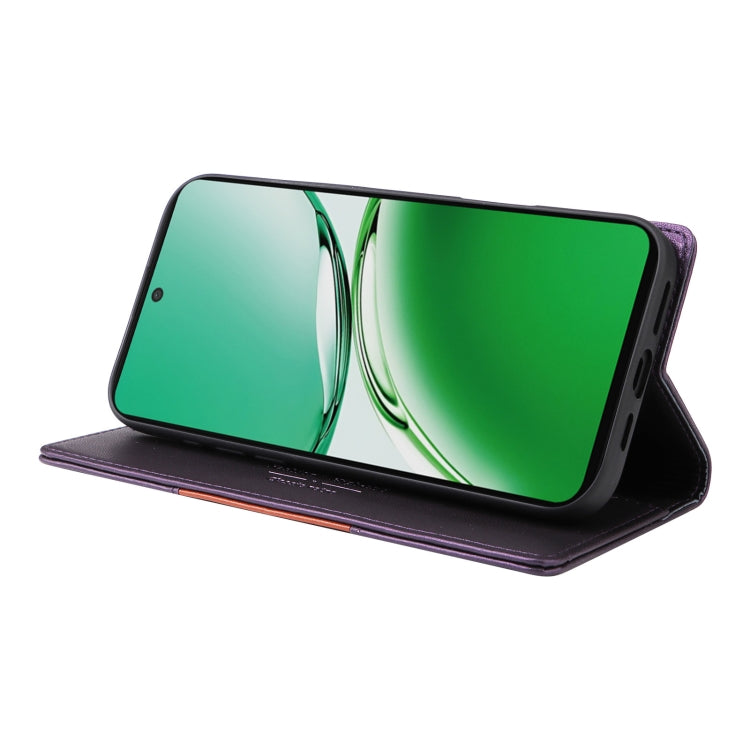 For OPPO Reno12 F 5G GQUTROBE G01 RFID Anti-theft Leather Phone Case(Purple)