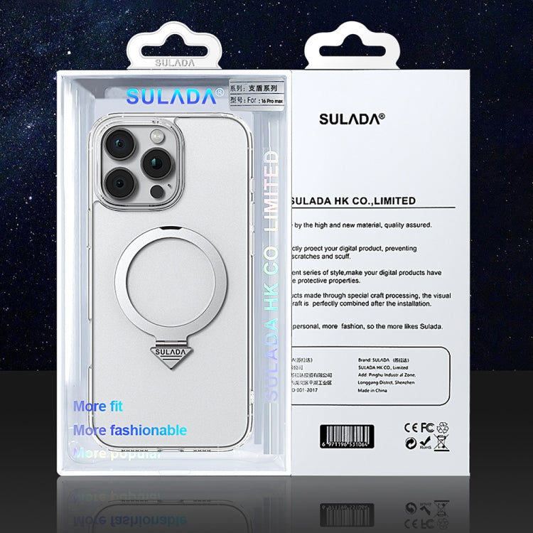 For iPhone 16 Pro SULADA Transparent MagSafe Magnetic Holder Phone Case