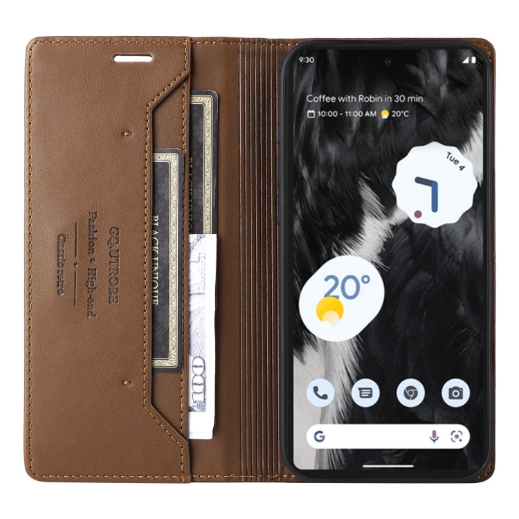 For Google Pixel 7 GQUTROBE G01 RFID Anti-theft Leather Phone Case(Brown)
