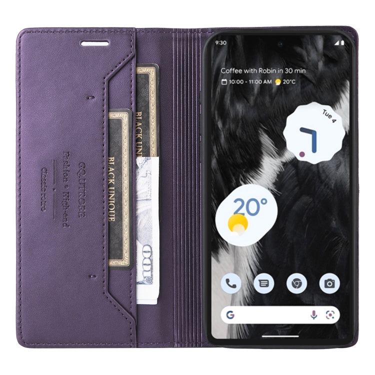 For Google Pixel 7 GQUTROBE G01 RFID Anti-theft Leather Phone Case(Purple)