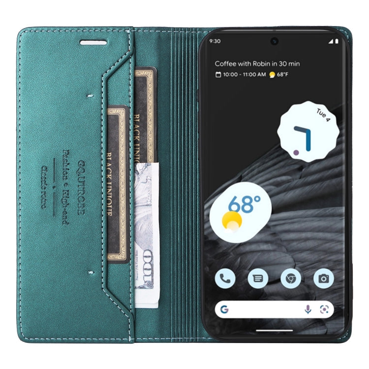 For Google Pixel 7 Pro GQUTROBE G01 RFID Anti-theft Leather Phone Case(Green)