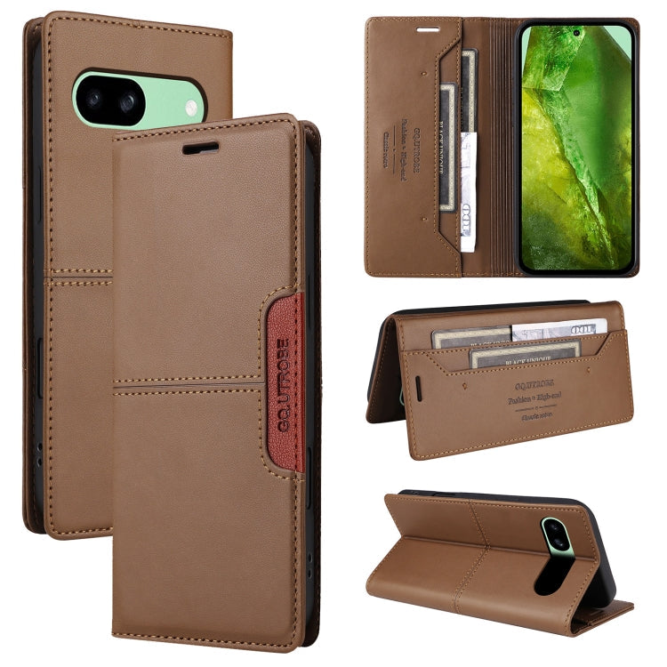For Google Pixel 8a GQUTROBE G01 RFID Anti-theft Leather Phone Case(Brown)