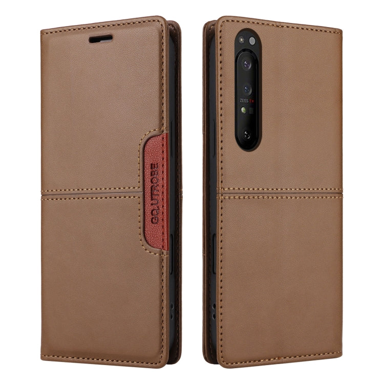 For Sony Xperia 1 II GQUTROBE G01 RFID Anti-theft Leather Phone Case(Brown)