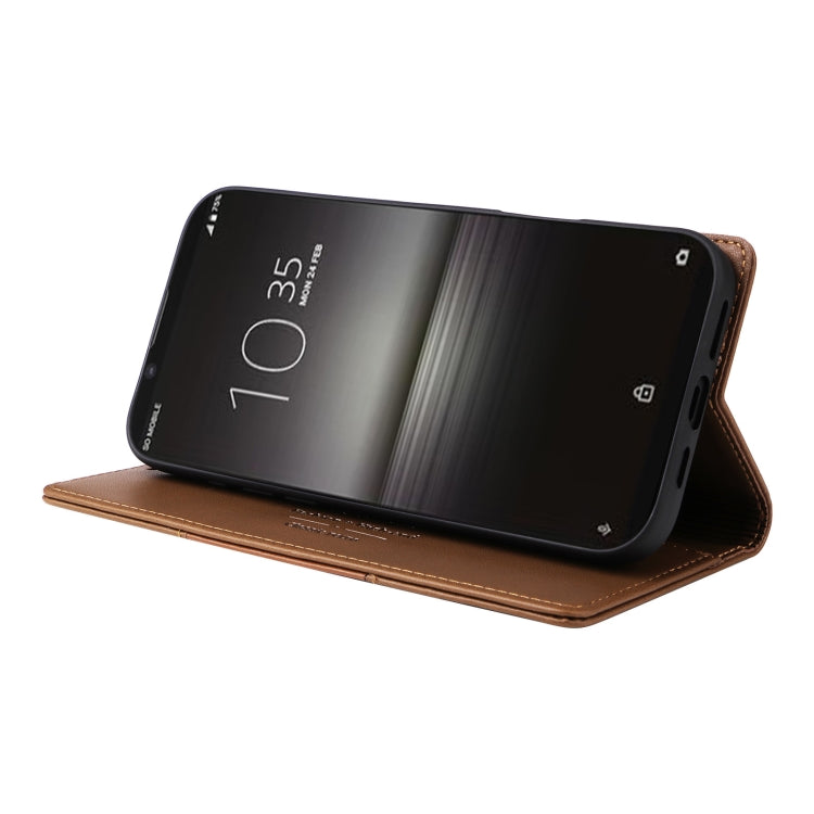 For Sony Xperia 1 II GQUTROBE G01 RFID Anti-theft Leather Phone Case(Brown)