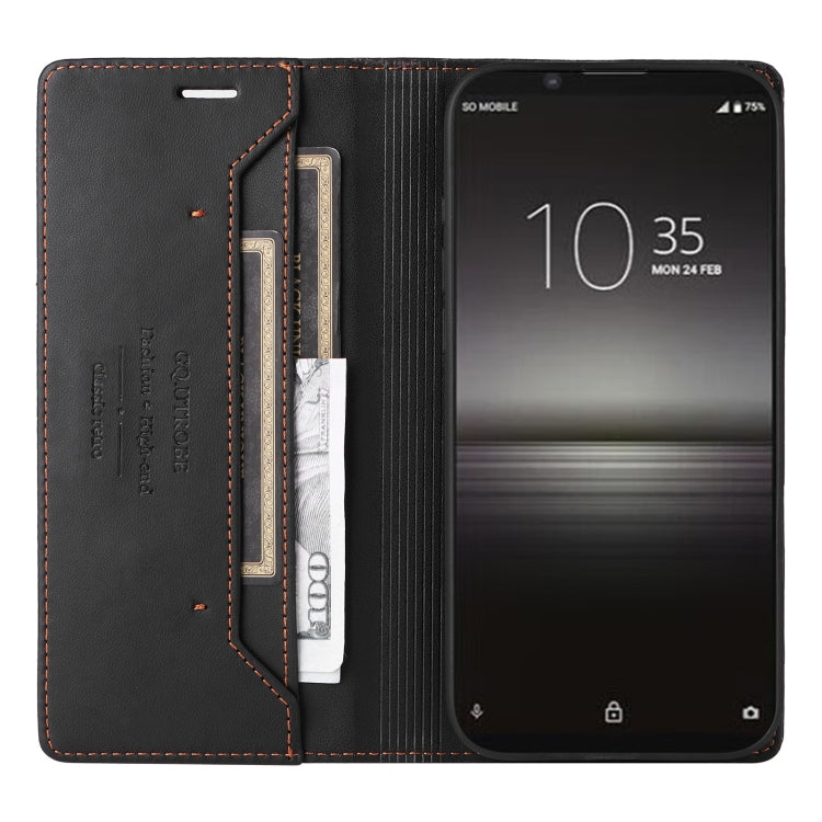 For Sony Xperia 1 II GQUTROBE G01 RFID Anti-theft Leather Phone Case(Black)