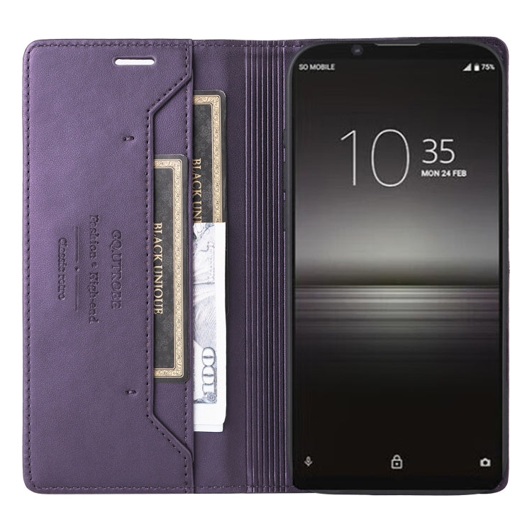 For Sony Xperia 1 II GQUTROBE G01 RFID Anti-theft Leather Phone Case(Purple)