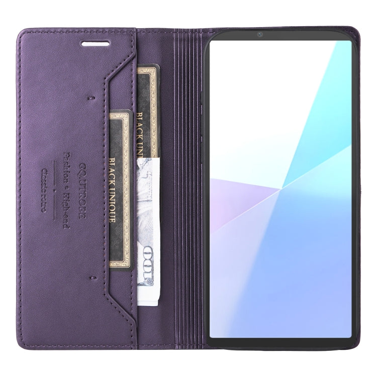 For Sony Xperia 5 VI GQUTROBE G01 RFID Anti-theft Leather Phone Case(Purple)