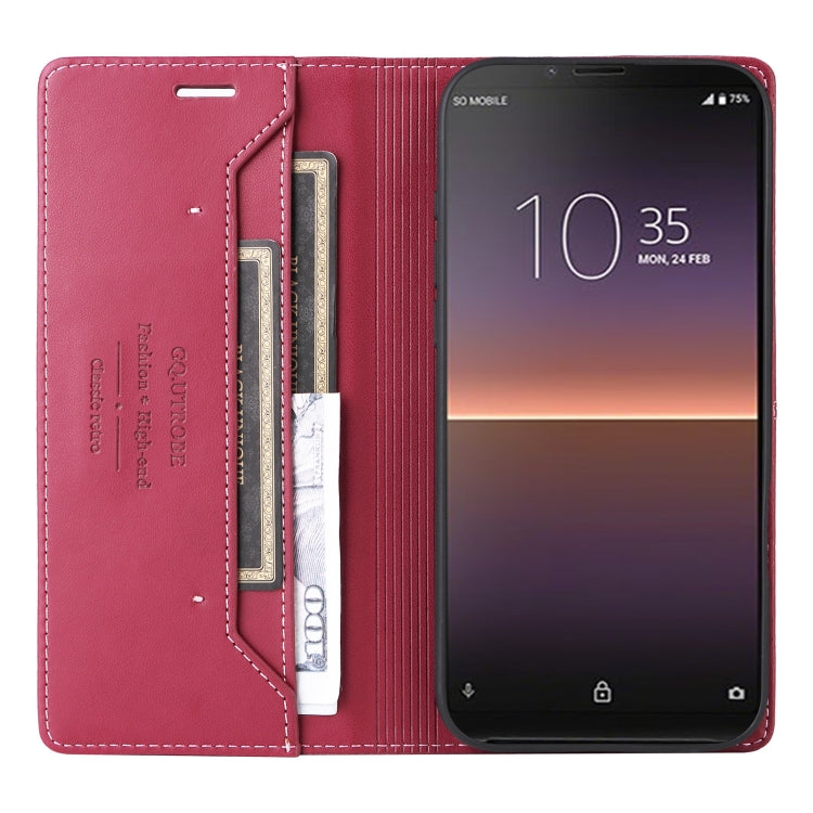 For Sony Xperia 10 II GQUTROBE G01 RFID Anti-theft Leather Phone Case(Red)