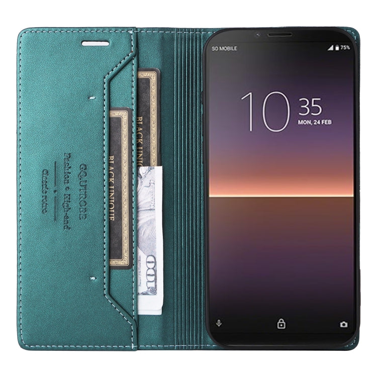 For Sony Xperia 10 II GQUTROBE G01 RFID Anti-theft Leather Phone Case(Green)