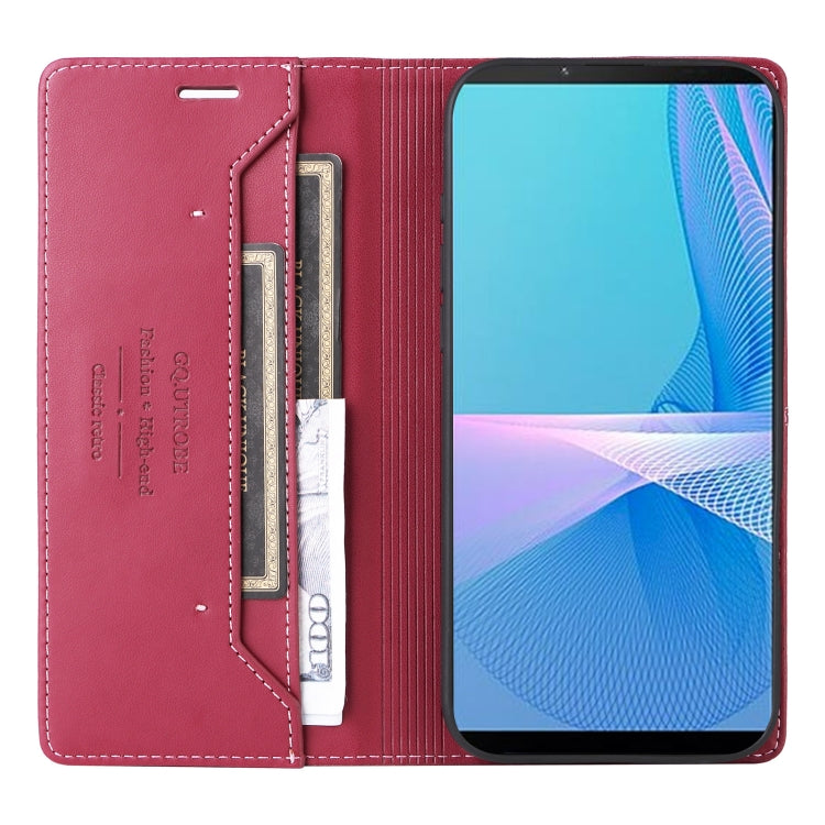 For Sony Xperia 10 III GQUTROBE G01 RFID Anti-theft Leather Phone Case(Red)