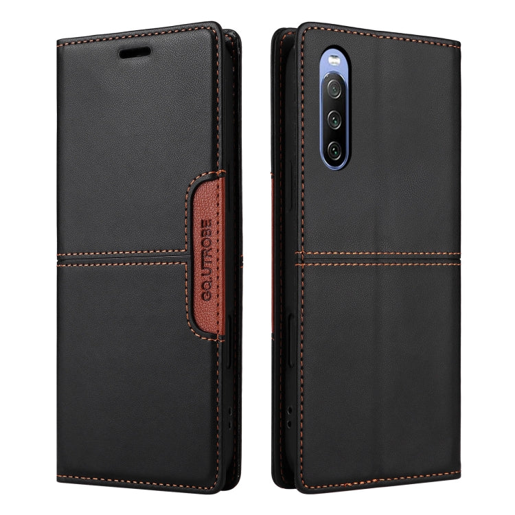 For Sony Xperia 10 III GQUTROBE G01 RFID Anti-theft Leather Phone Case(Black)