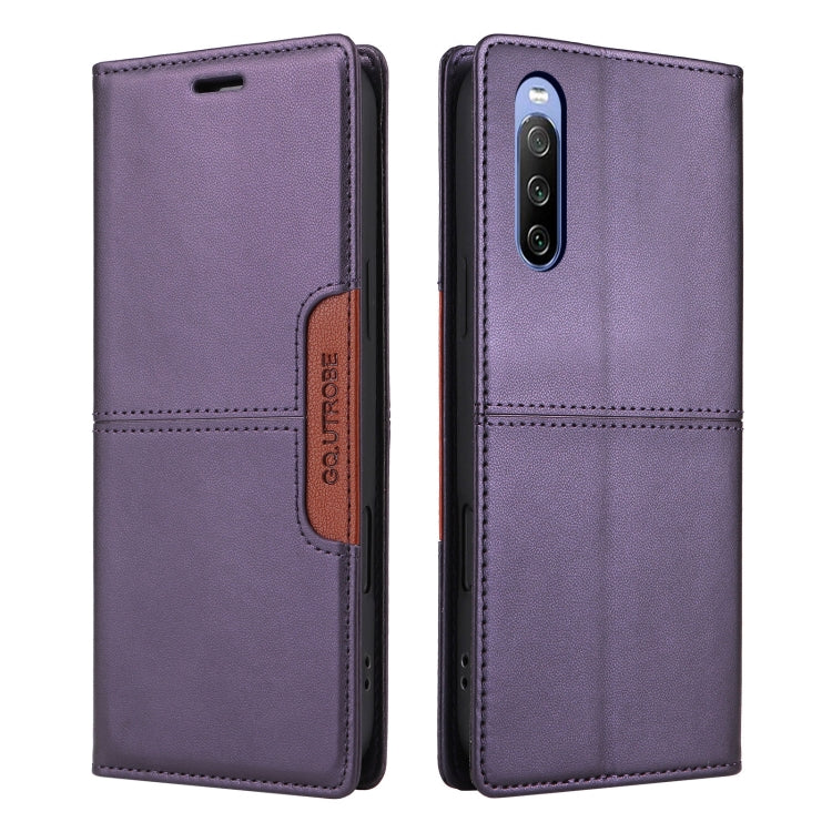 For Sony Xperia 10 III GQUTROBE G01 RFID Anti-theft Leather Phone Case(Purple)