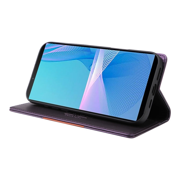 For Sony Xperia 10 III GQUTROBE G01 RFID Anti-theft Leather Phone Case(Purple)