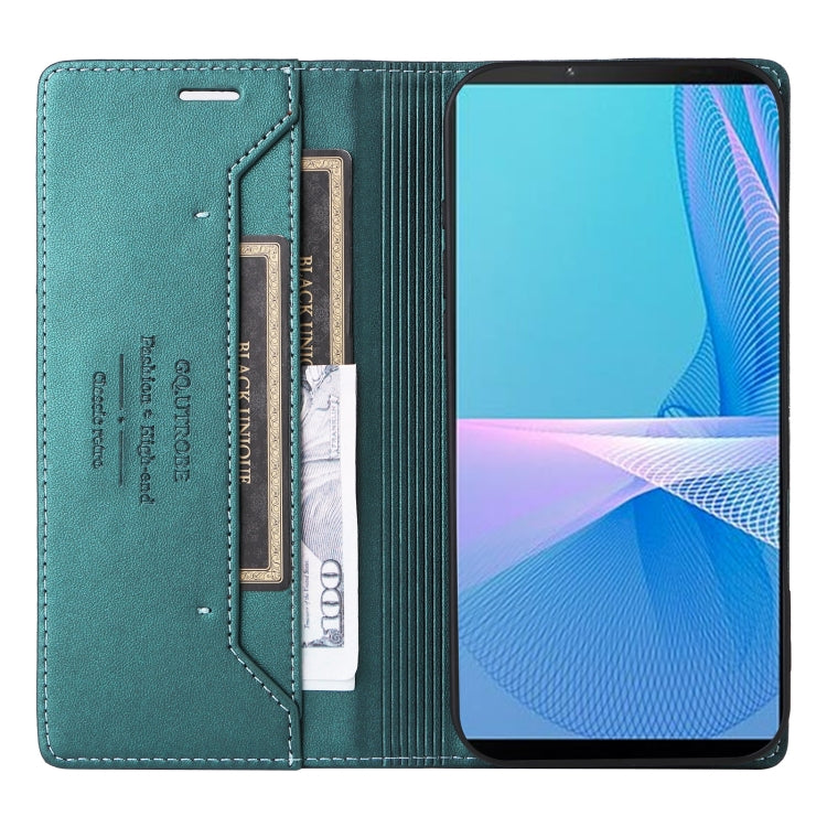 For Sony Xperia 10 III GQUTROBE G01 RFID Anti-theft Leather Phone Case(Green)