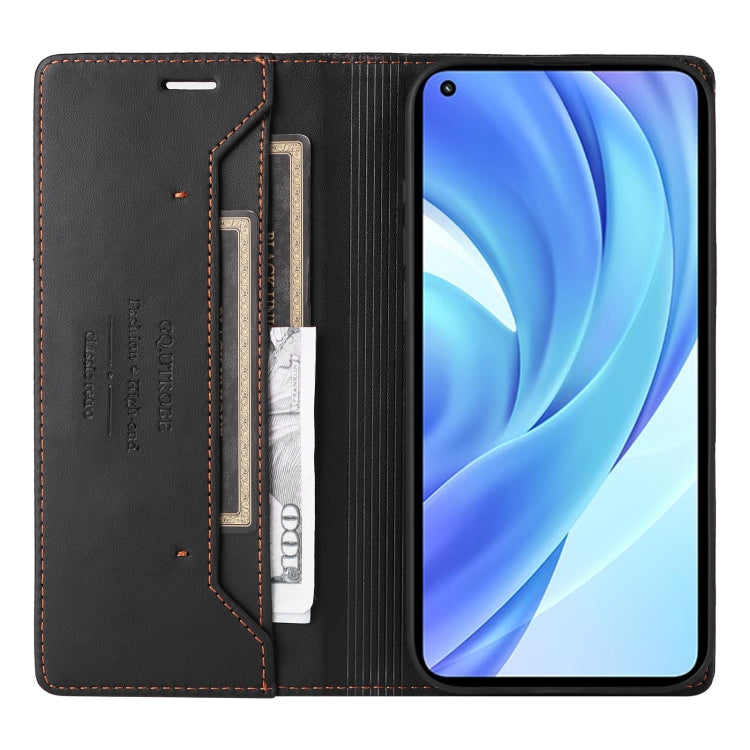 For Xiaomi Mi 11 Lite GQUTROBE G01 RFID Anti-theft Leather Phone Case(Black)