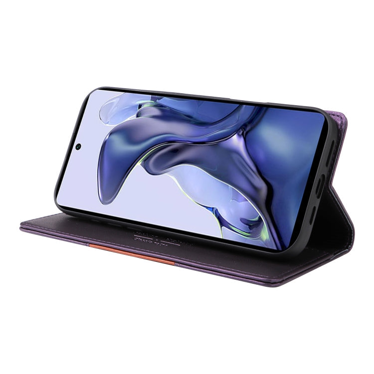 For Xiaomi 11T / 11T Pro GQUTROBE G01 RFID Anti-theft Leather Phone Case(Purple)