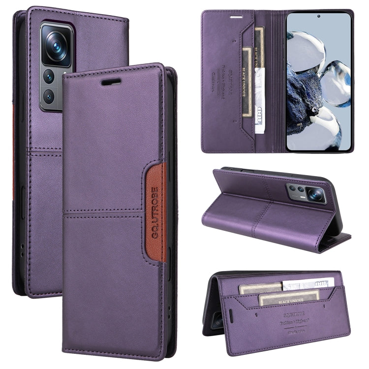 For Xiaomi 12T / 12T Pro GQUTROBE G01 RFID Anti-theft Leather Phone Case(Purple)