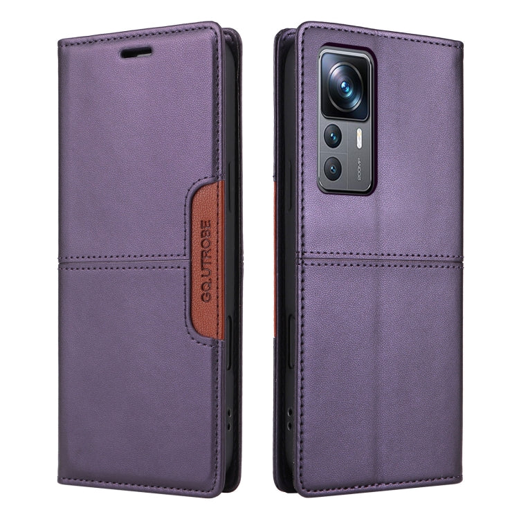For Xiaomi 12T / 12T Pro GQUTROBE G01 RFID Anti-theft Leather Phone Case(Purple)