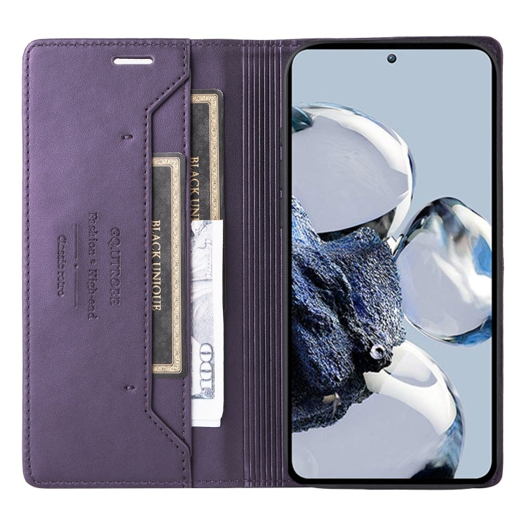 For Xiaomi 12T / 12T Pro GQUTROBE G01 RFID Anti-theft Leather Phone Case(Purple)