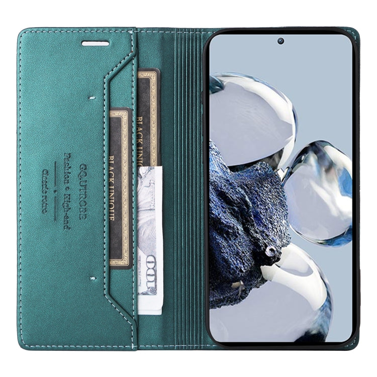 For Xiaomi 12T / 12T Pro GQUTROBE G01 RFID Anti-theft Leather Phone Case(Green)