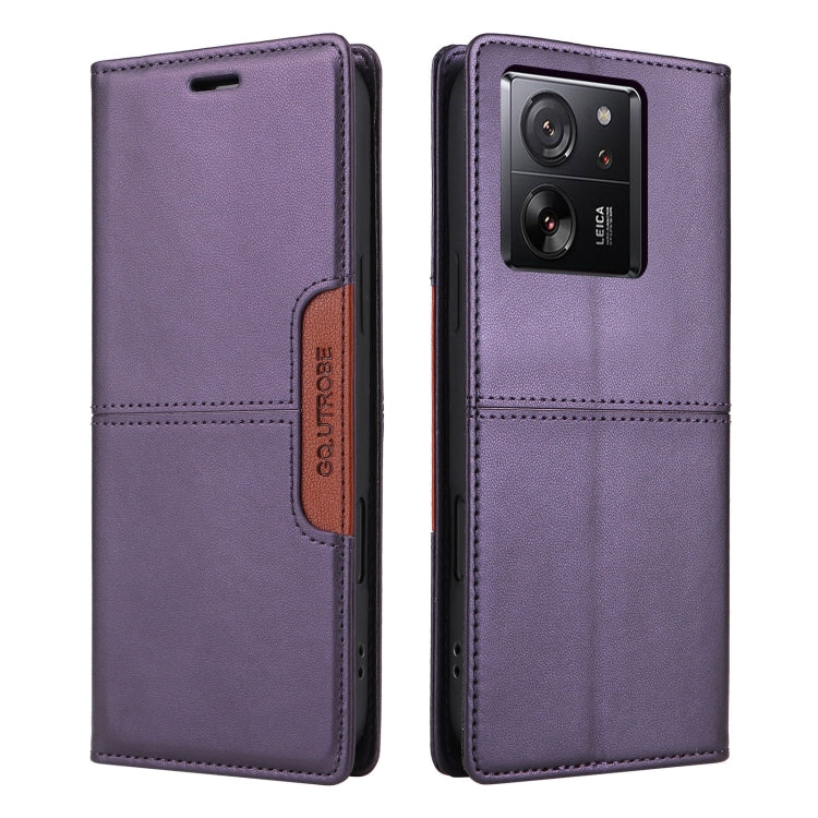 For Xiaomi 13T / 13T Pro GQUTROBE G01 RFID Anti-theft Leather Phone Case(Purple)