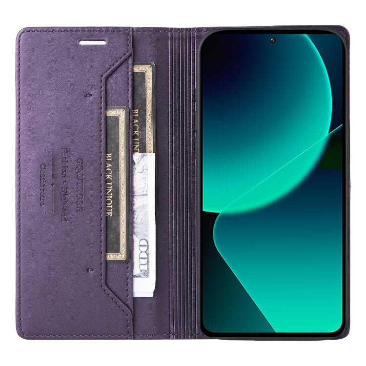 For Xiaomi 13T / 13T Pro GQUTROBE G01 RFID Anti-theft Leather Phone Case(Purple)
