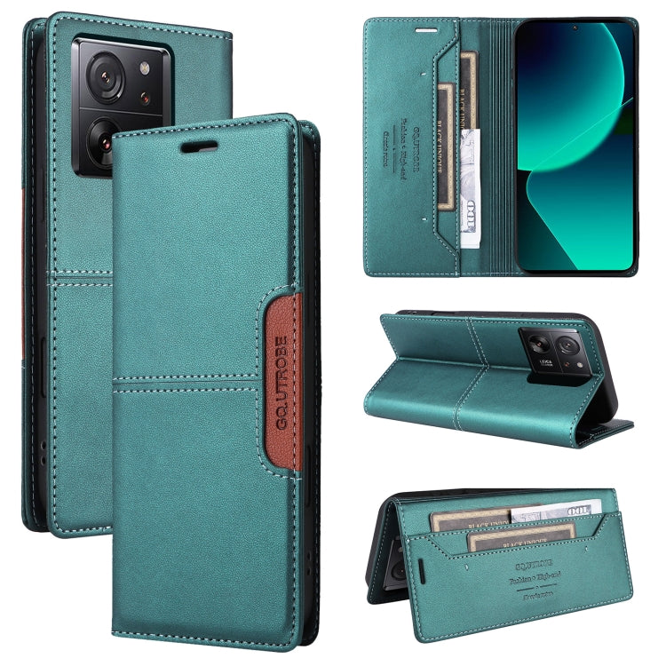 For Xiaomi 13T / 13T Pro GQUTROBE G01 RFID Anti-theft Leather Phone Case(Green)
