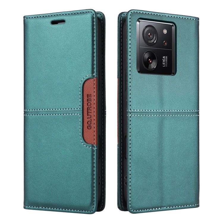For Xiaomi 13T / 13T Pro GQUTROBE G01 RFID Anti-theft Leather Phone Case(Green)