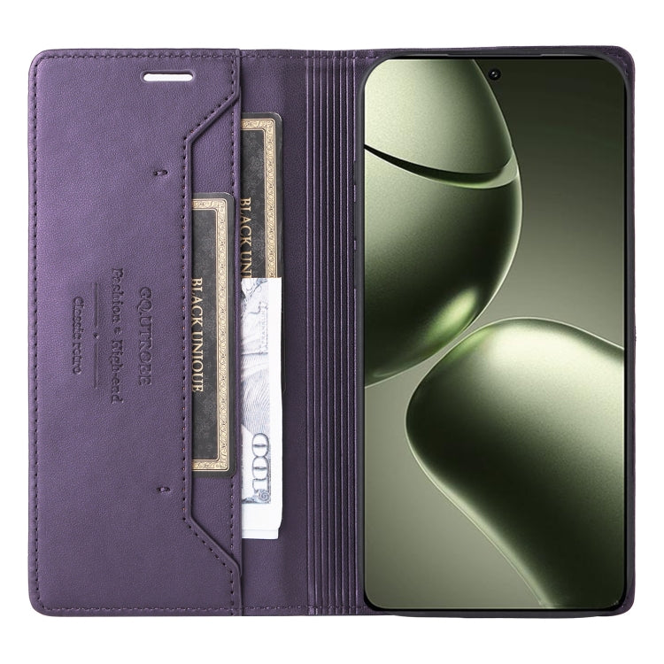 For Xiaomi 14T GQUTROBE G01 RFID Anti-theft Leather Phone Case(Purple)