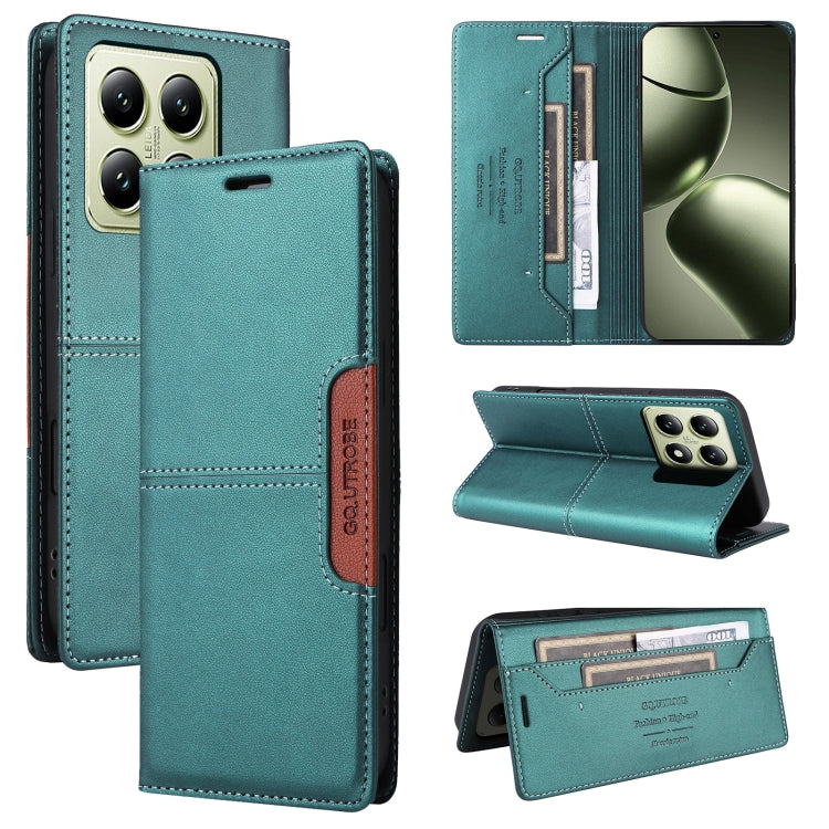 For Xiaomi 14T GQUTROBE G01 RFID Anti-theft Leather Phone Case(Green)