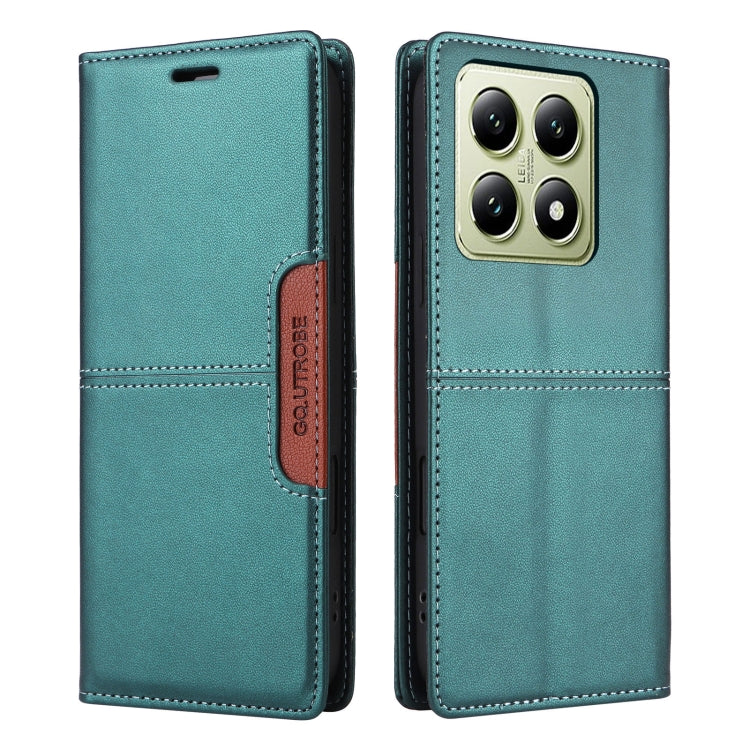 For Xiaomi 14T GQUTROBE G01 RFID Anti-theft Leather Phone Case(Green)