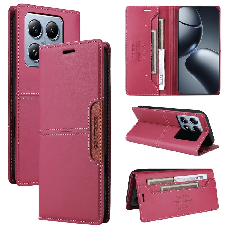 For Xiaomi 14T Pro GQUTROBE G01 RFID Anti-theft Leather Phone Case(Red)