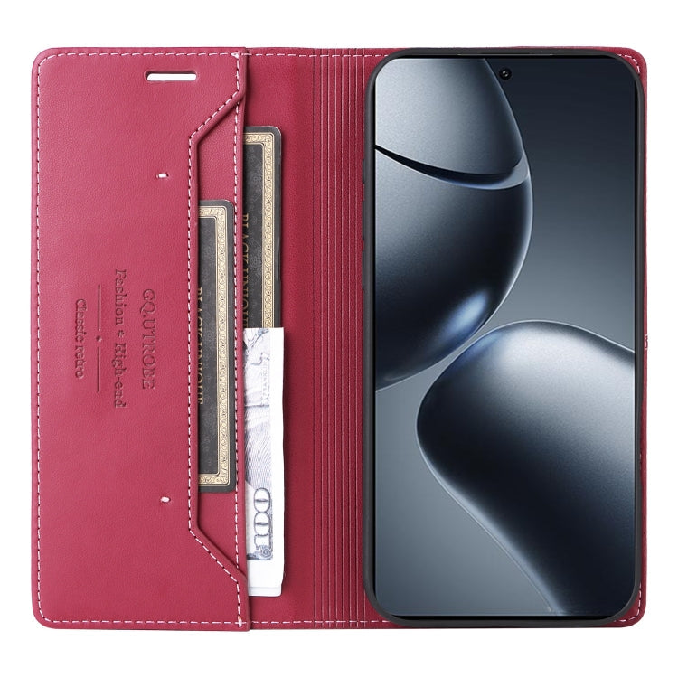 For Xiaomi 14T Pro GQUTROBE G01 RFID Anti-theft Leather Phone Case(Red)