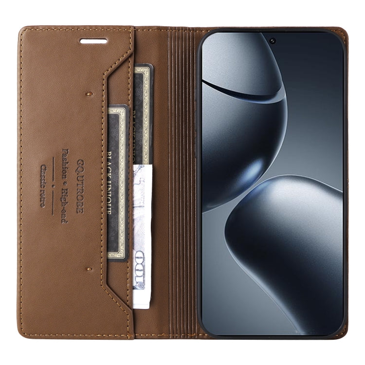 For Xiaomi 14T Pro GQUTROBE G01 RFID Anti-theft Leather Phone Case(Brown)