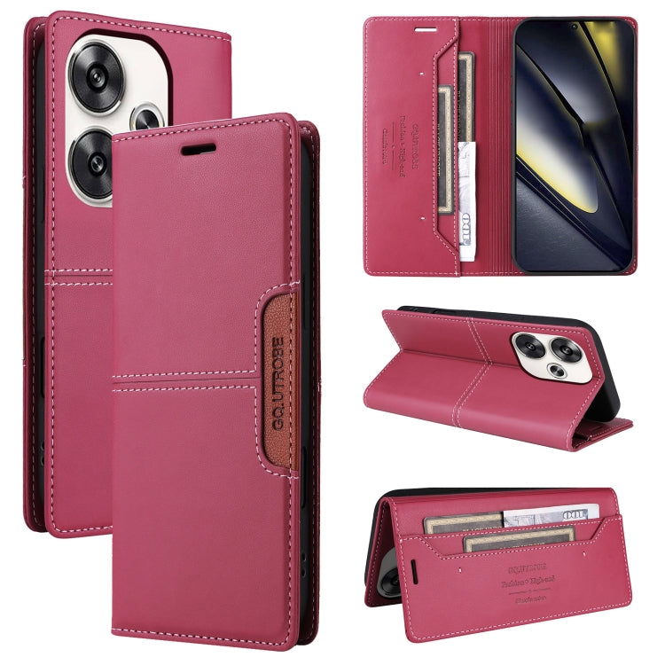 For Xiaomi Poco F6 GQUTROBE G01 RFID Anti-theft Leather Phone Case(Red)