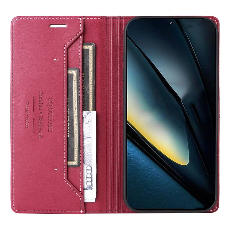 For Xiaomi Poco F6 GQUTROBE G01 RFID Anti-theft Leather Phone Case(Red)
