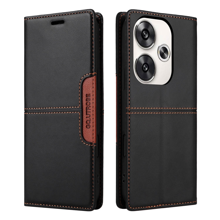 For Xiaomi Poco F6 GQUTROBE G01 RFID Anti-theft Leather Phone Case(Black)