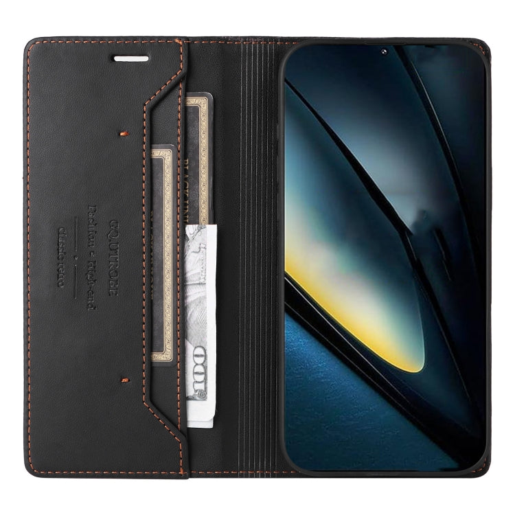 For Xiaomi Poco F6 GQUTROBE G01 RFID Anti-theft Leather Phone Case(Black)