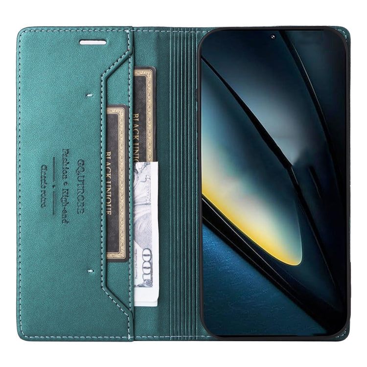 For Xiaomi Poco F6 GQUTROBE G01 RFID Anti-theft Leather Phone Case(Green)