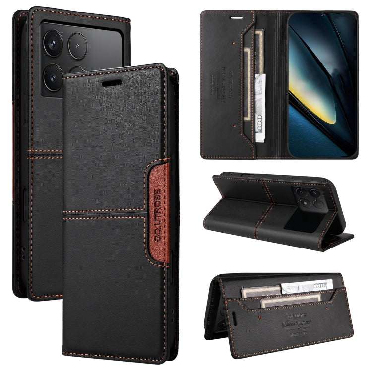 For Xiaomi Poco F6 Pro GQUTROBE G01 RFID Anti-theft Leather Phone Case(Black)