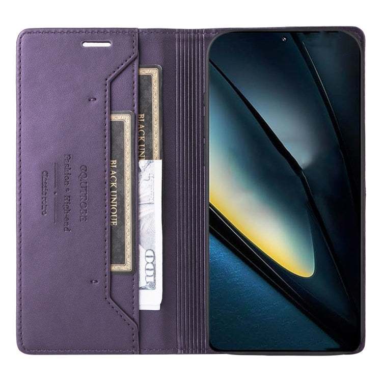 For Xiaomi Poco F6 Pro GQUTROBE G01 RFID Anti-theft Leather Phone Case(Purple)