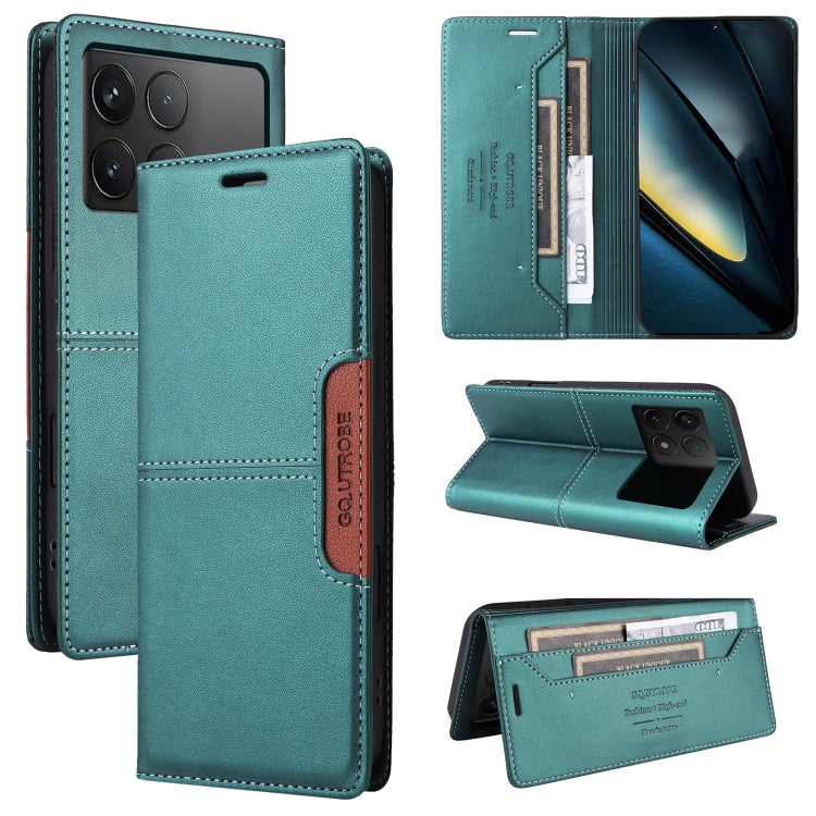 For Xiaomi Poco F6 Pro GQUTROBE G01 RFID Anti-theft Leather Phone Case(Green)