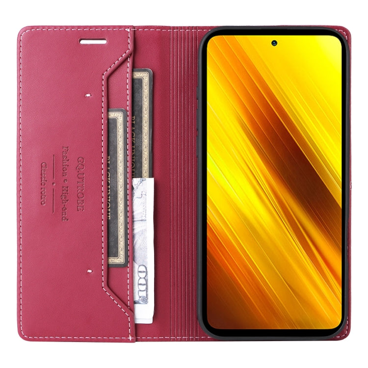 For Xiaomi Poco X3 NFC GQUTROBE G01 RFID Anti-theft Leather Phone Case(Red)