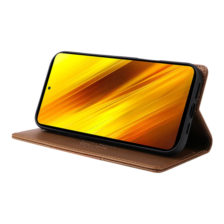 For Xiaomi Poco X3 NFC GQUTROBE G01 RFID Anti-theft Leather Phone Case(Brown)
