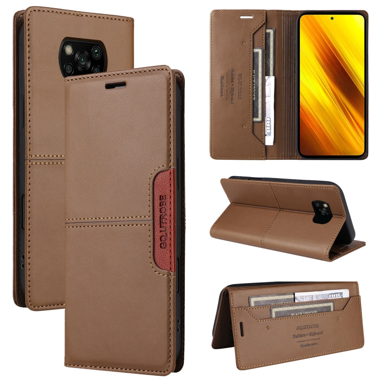 For Xiaomi Poco X3 NFC GQUTROBE G01 RFID Anti-theft Leather Phone Case(Brown)