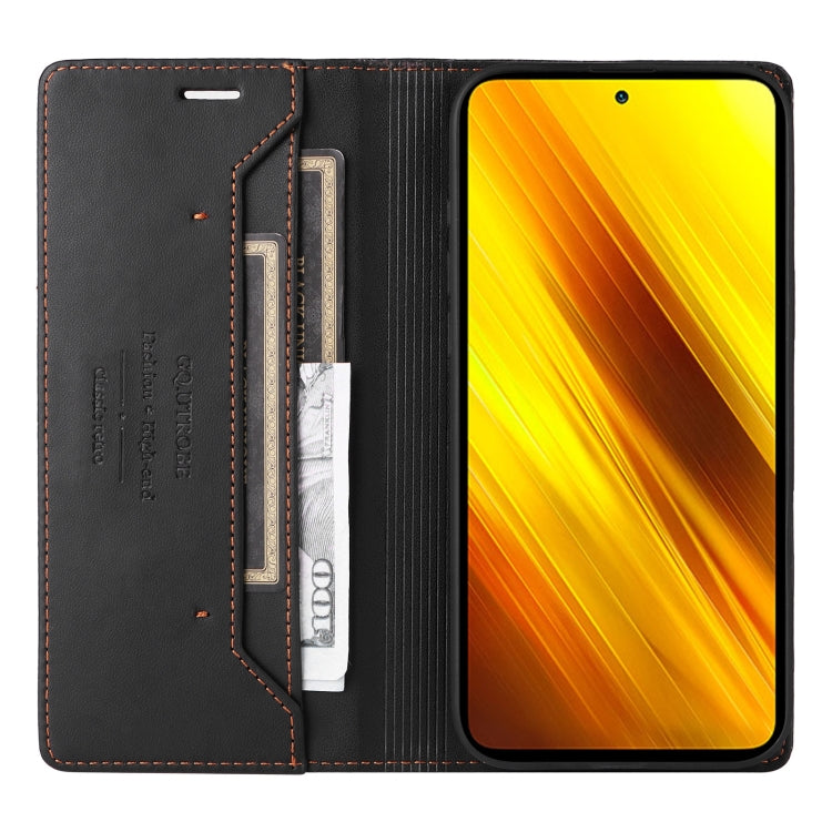 For Xiaomi Poco X3 NFC GQUTROBE G01 RFID Anti-theft Leather Phone Case(Black)
