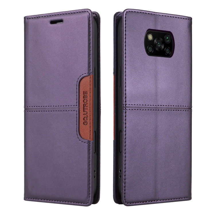 For Xiaomi Poco X3 NFC GQUTROBE G01 RFID Anti-theft Leather Phone Case(Purple)