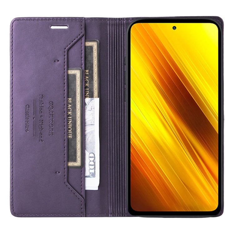 For Xiaomi Poco X3 NFC GQUTROBE G01 RFID Anti-theft Leather Phone Case(Purple)