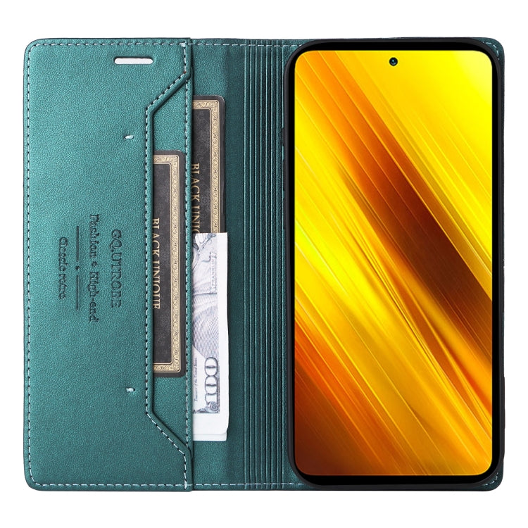 For Xiaomi Poco X3 NFC GQUTROBE G01 RFID Anti-theft Leather Phone Case(Green)